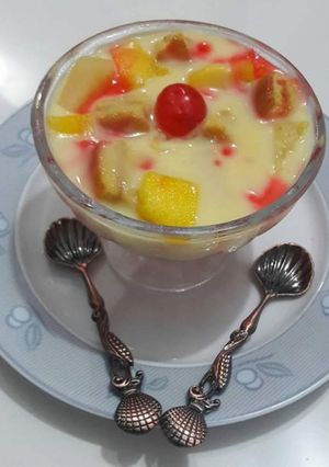 A picture of 🍍🍓🍍Fruit custard 🍍🍓🍍  #ramadankitiyari.