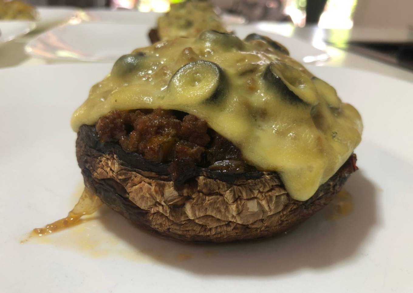 Portobello relleno de carne molida