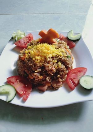 Hình của món Cơm chiên hắc xì dầu trứng muối.