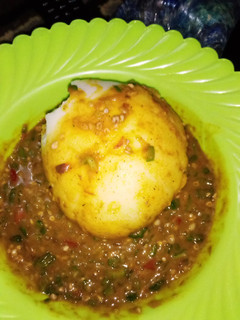 A picture of Tuwon Masara with Okro Soup.
