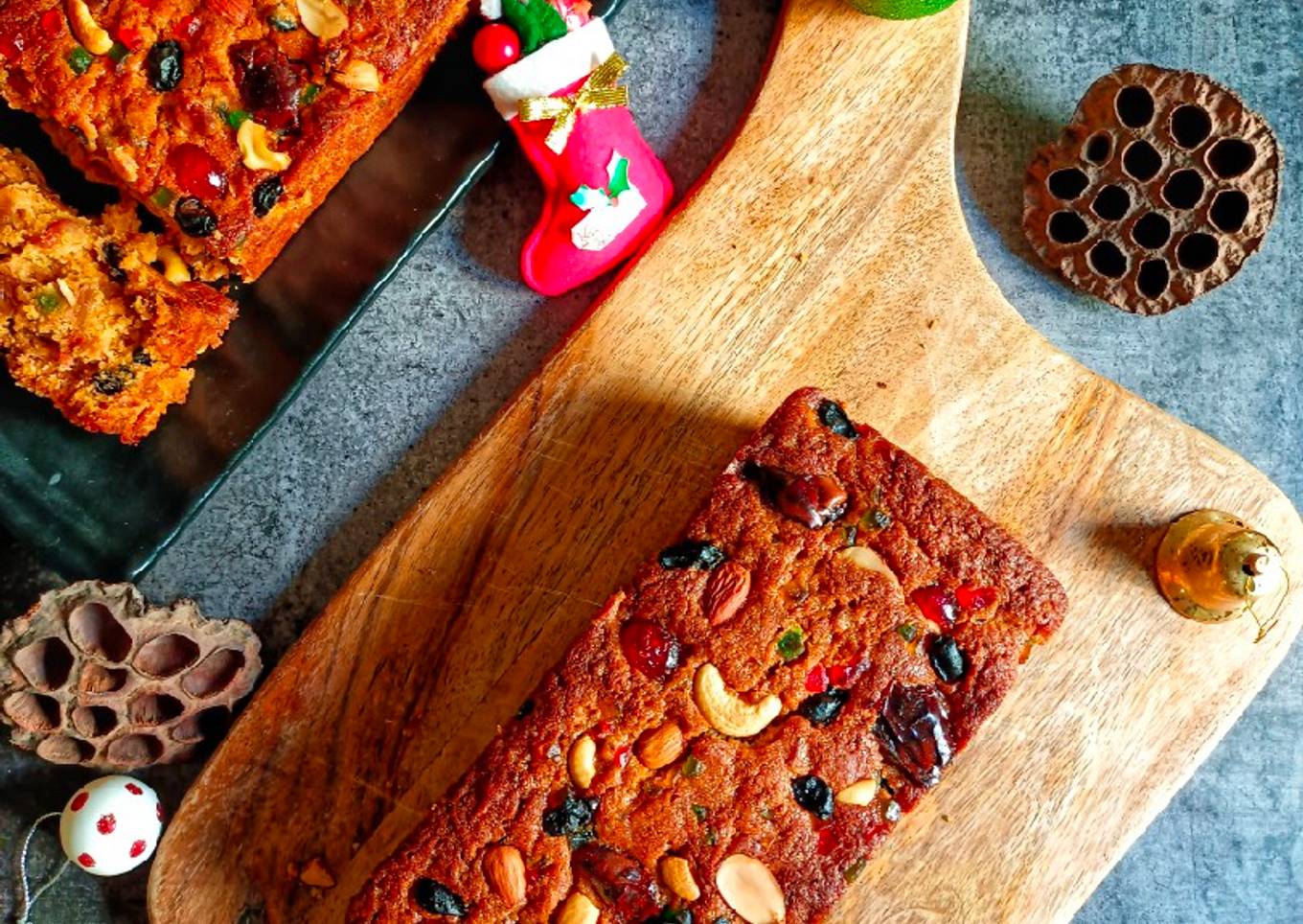 Eggless Christmas Plum Cake / Fruit Cake