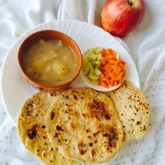 A picture of TAPIOCA FLOUR Paratha 😋 With Potato sabji.
