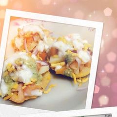 Dahi sev puri A picture of Dahi sev puri.