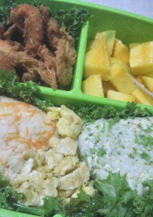 Foto resep Ide bekal sekolah : nasi kepal sehat 2 in 1
