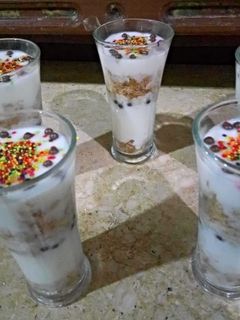 صورة لوصفة كبايات الكنافة بالمهلبية والمكسرات 😋