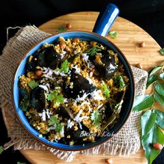 A picture of Foxtail Millet Vangi Bhaat.