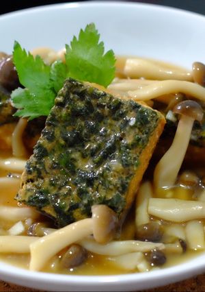 Foto resep Spinach Tofu with shimeji mushroom sauce