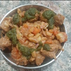 A picture of Soya chunks salad.