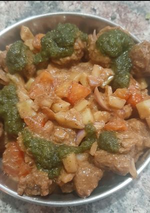 A picture of Soya chunks salad.