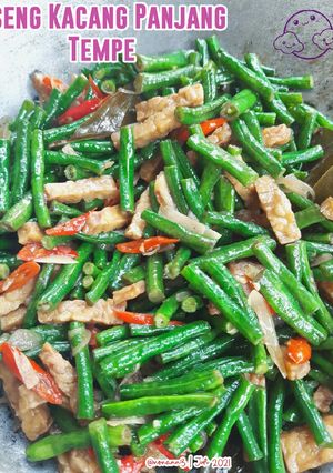 Foto resep Oseng kacang panjang tempe