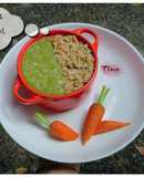 CHÁO THỊT NẠC BẰM, CẢI BÓ XÔI, CÀ RỐT