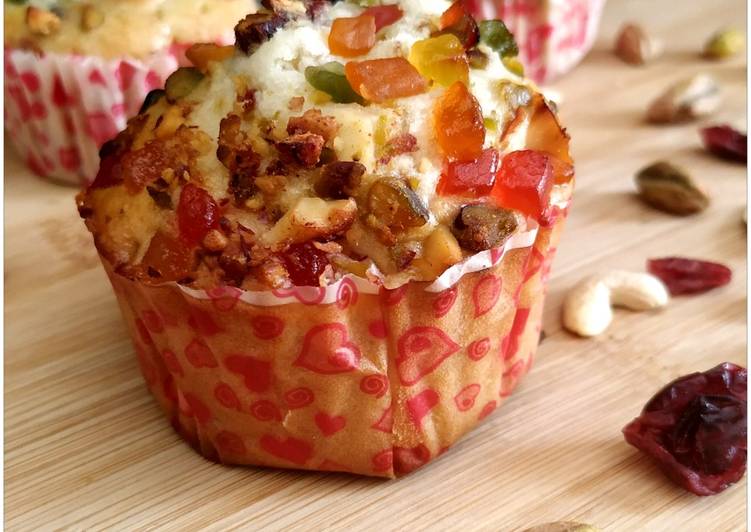 Step-by-Step Guide to Prepare Super Quick Homemade &#34;Eggless Fruits and nuts pineapple muffins&#34;