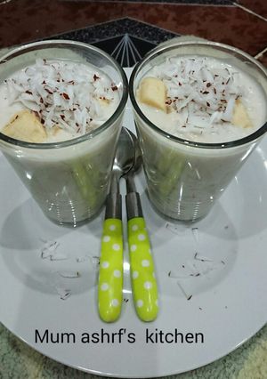 A picture of Fura da nono with banana and coconut.