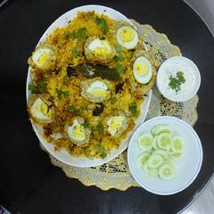 Chicken nargisi kofta biryani A picture of Chicken nargisi kofta biryani.