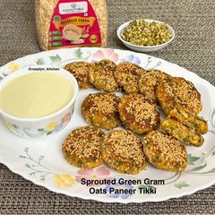 A picture of Healthy High Protein Sprouted Green Gram Oats Paneer Tikki.