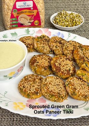A picture of Healthy High Protein Sprouted Green Gram Oats Paneer Tikki.