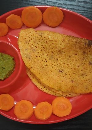 A picture of Yummy Carrot Dosa | Tasty & Nutritious Recipe | Healthy Breakfast Recipe.
