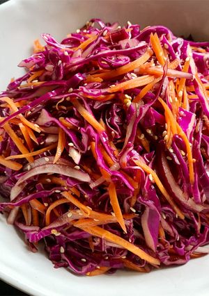 A picture of Red Cabbage Salad with Sesame Dressing.