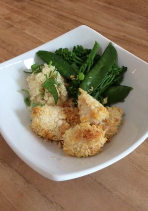A picture of Parmesan and lemon chicken nuggets.