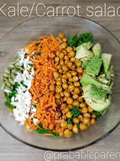 A picture of Kale/carrot salad.
