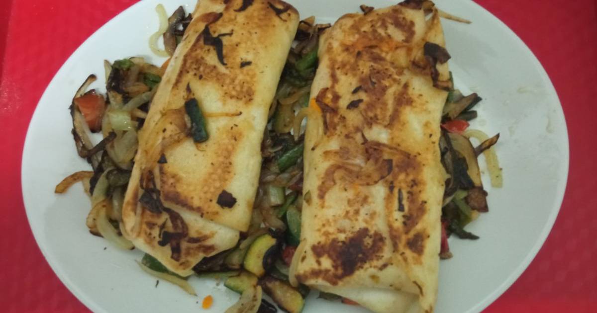 Flauta de queso y bacon con un fondo de verdura Receta de Xavi Cookpad