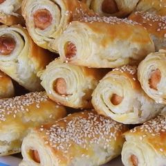 A picture of Sausage Rolls with Homemade Puff Pastry.