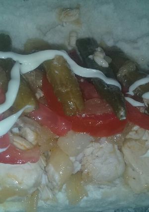Una foto de Sanguche de pechuga y chauchas