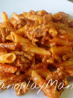 Una foto de Macarrones con carne al coñac sin cocción previa en gme, f, g y tradicional