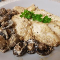 A picture of My Buttered Garlic + Lemon Haddock Fillets with Mushroom.