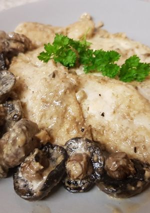 A picture of My Buttered Garlic + Lemon Haddock Fillets with Mushroom.