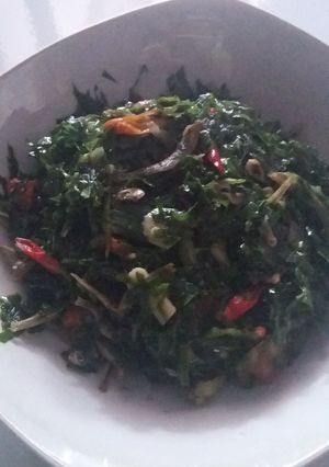Foto resep DAUN MELINJO TUMIS TERI PEDAS
