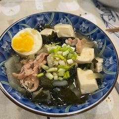 A picture of Tonjiru Japanese daikon pork soup.