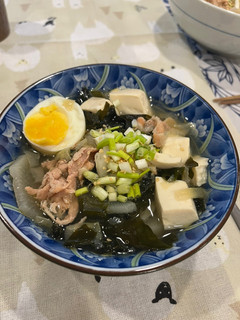 A picture of Tonjiru Japanese daikon pork soup.