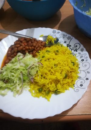 A picture of Tumeric- coconut rice.
