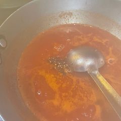 A picture of Tomato gaazer (reddish)(beetroot)ka shorba.