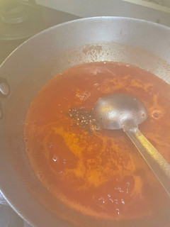 A picture of Tomato gaazer (reddish)(beetroot)ka shorba.