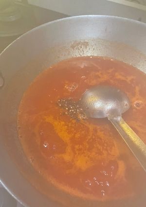 A picture of Tomato gaazer (reddish)(beetroot)ka shorba.