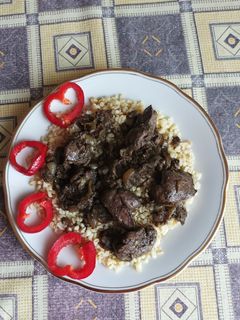 1360. Sült csirkemáj bulgurral ! recept fotója