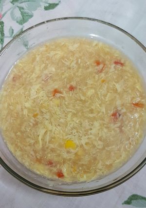 A picture of Chicken corn soup.