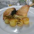 Jambonneau de pollo con papas fondant y reducción de mostaza