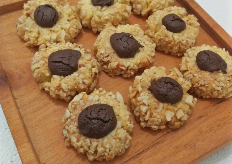 Choco Peanut Thumbprint Cookies