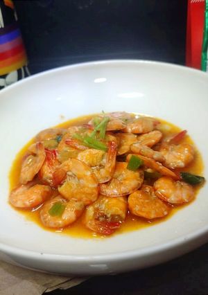 Foto resep Udang Saus tiram Pedas bawang Bombay