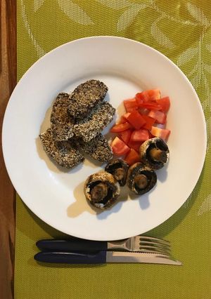 Una foto de Nuggets veganos de poroto negro