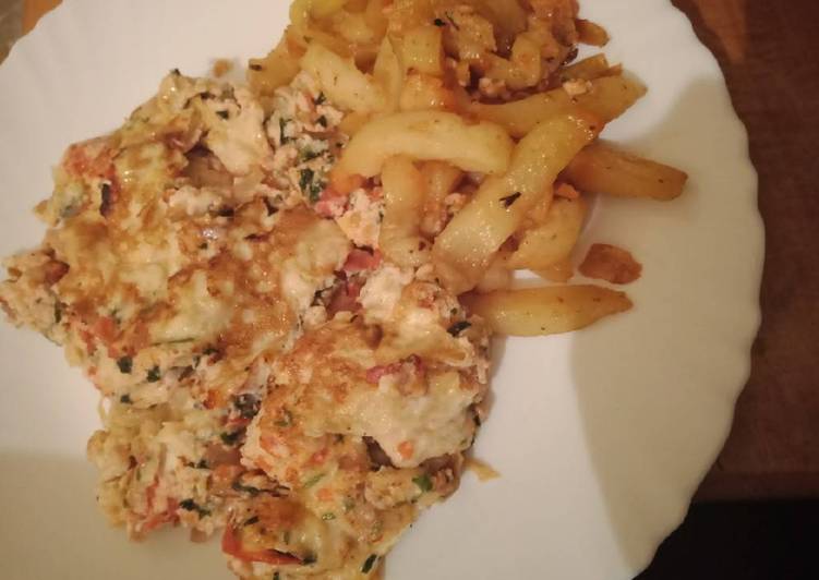 Recipe of Homemade Omelette with fries