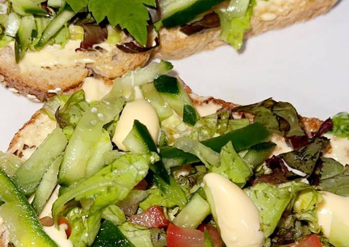 Steps to Make Ultimate No-oil Healthy open toast chicken and vegetables sandwich !