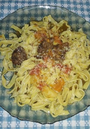 Una foto de Fideos caseros con harina integral