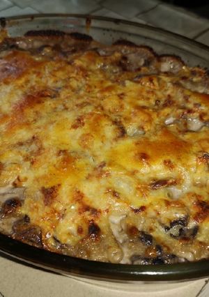 Tejszínes gombás tészta csőben sütve recept fotója