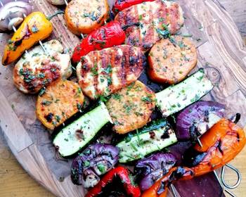 Best Recipe Grilled halloumi and vegetable skewers Delicious Simple