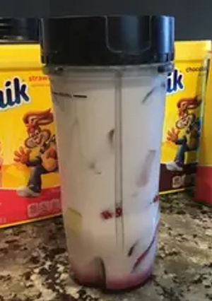 A picture of Nesquik milkshake.