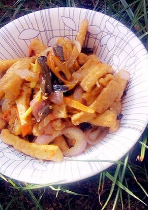 A picture of Garnished soya beans cake(awara).
